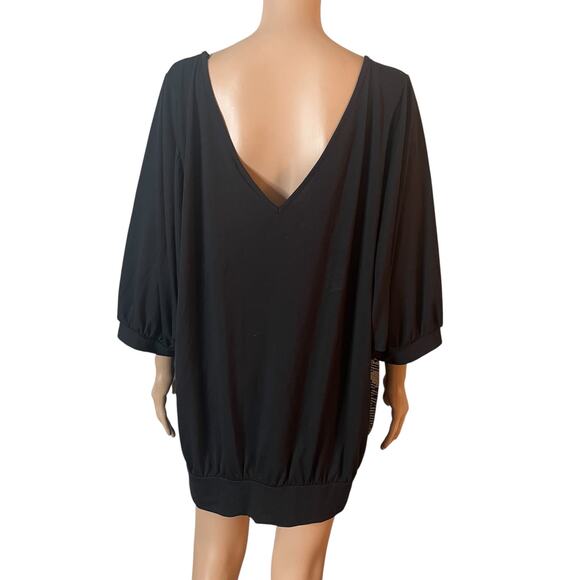 Torrid Top Womens 3X Black Sequin Sheer Overlay Blouse 3/4 Sleeve Plus Size - Picture 2 of 9